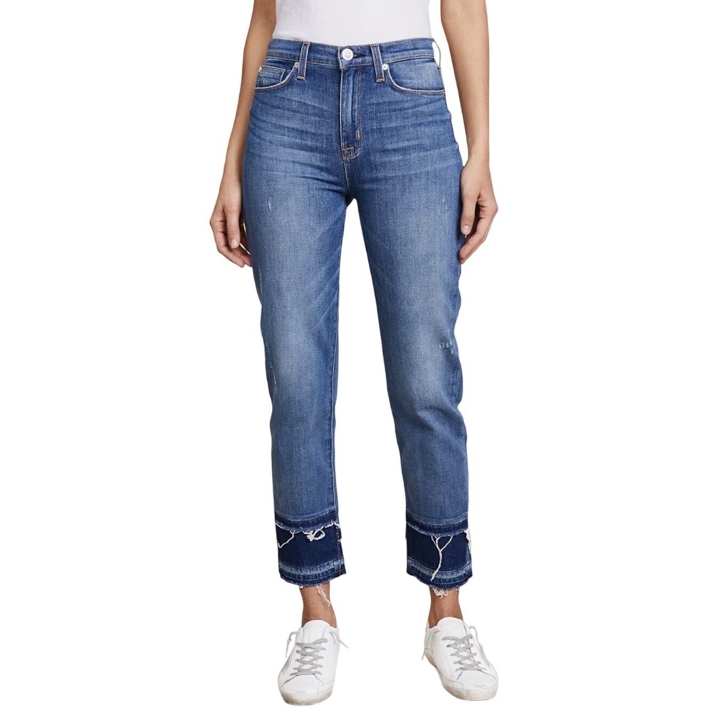 Hudson Women's Zoeey High Rise Straight Crop Jeans Blue Double Step Hem Size 29